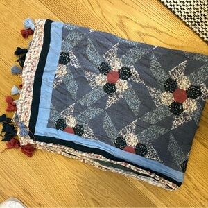 Patchwork Scarf with Tassels - Multicolor